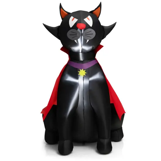 4.7 Feet Halloween Inflatable Vampire Cat with Red Cloak {1}