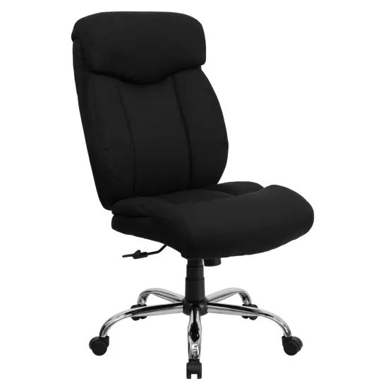 Emma and Oliver 400 lb. Big & Tall High Back Full Headrest Ergonomic Office Chair w/ Chrome Base Black Fabric {1}