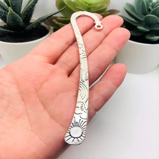 1, 4 or 20 Pieces: Silver Plated Sun and Moon Bookmark Base {2}