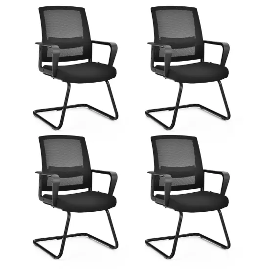 Costway Set of 2/4/6/8/12 Conference Chairs Mesh Reception Office Guest Chairs w/ Lumbar Support {1}