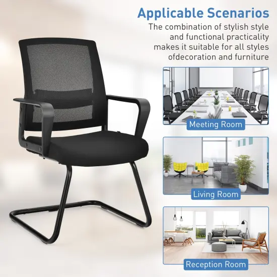 Costway Set of 2/4/6/8/12 Conference Chairs Mesh Reception Office Guest Chairs w/ Lumbar Support {6}