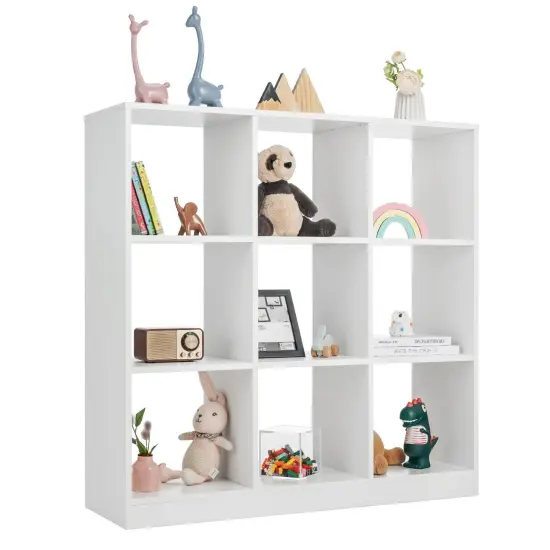 Modern 9-Cube Bookcase with 2 Anti-Tipping Kits for Books Toys Ornaments-White {1}