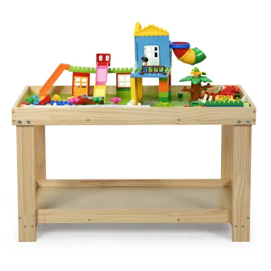 Solid Multifunctional Wood Kids Activity Play Table Natural {4}