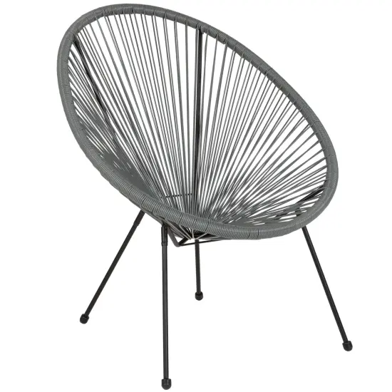Emma and Oliver Papasan Bungee Lounge Chair Grey {1}