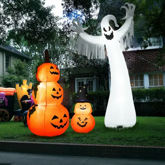 12 Feet Halloween Inflatable Spooky Ghost with Blower and LED Lights {5}