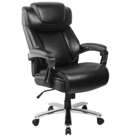 Emma and Oliver 500 lb. Big & Tall Height Adjustable Headrest Swivel Ergonomic Office Chair Black {1}