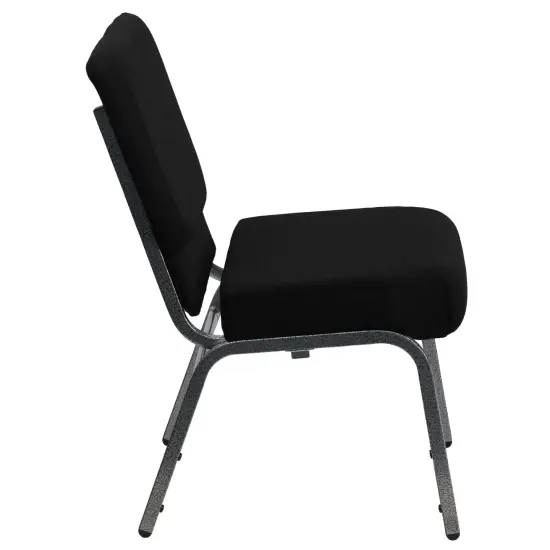 Emma and Oliver Stacking Auditorium Chair with 21" Seat BlackFab/SilverVein {6}
