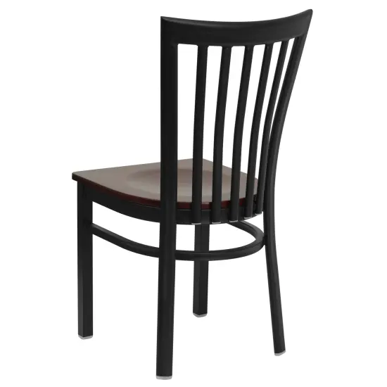 Emma and Oliver 2 Pack School House Back Metal Restaurant Chair Mahogany/BlackMetal {3}