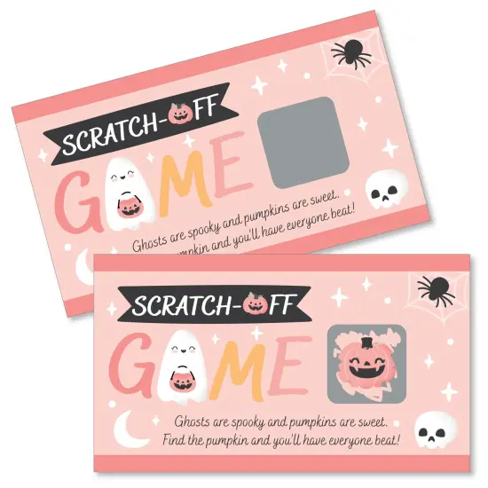 Big Dot of Happiness Pastel Halloween - Pink Pumpkin Party Game Scratch Off Cards - 22 Count {1}