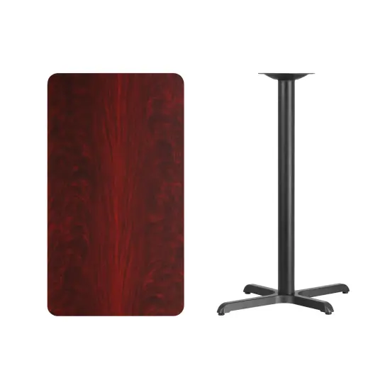 Emma and Oliver 24"x42" Rectangular Laminate Bar Table with 23.5"x29.5" Base Mahogany {3}