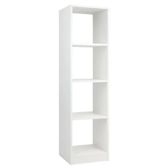 White 5-Tier 4-Cube Narrow Bookcase Tall Storage Shelf Organizer for Living Room or Bedroom {1}