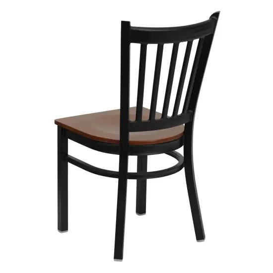 Emma and Oliver 2 Pack Vertical Back Metal Restaurant Chair Cherry/BlackMetal {3}