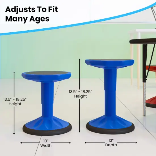 Emma and Oliver Saylor Height Adjustable Active Motion Stool for Kids with Weighted Rubber Non-Slip Bottom Blue {5}