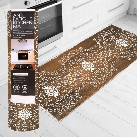 20"x55" Oversized Cushioned Anti-Fatigue Kitchen Runner Mat (Scroll) {2}