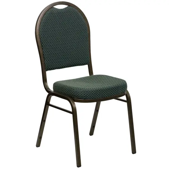 Emma and Oliver Dome Back Stacking Banquet Dining Chair GreenFab/GoldVein {1}