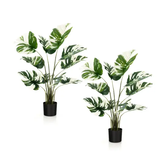 2 Pack 4 Feet Artificial Monstera Deliciosa Plants for Home Office {4}