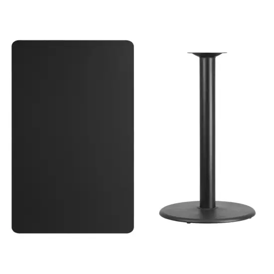 Emma and Oliver 30"x48" Rectangular Laminate Bar Table with 24" Round Base Black {3}