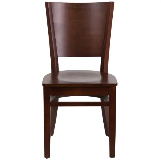 Emma and Oliver 2 Pack Solid Back Wooden Restaurant Chair WalnutSeat/Walnut {2}