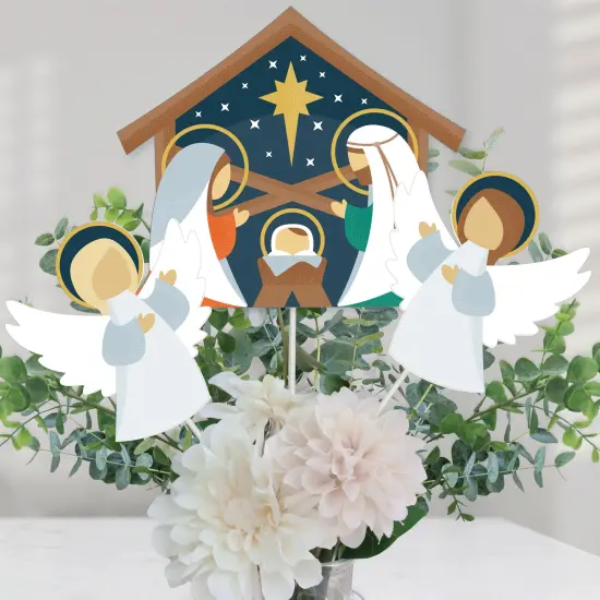 Big Dot of Happiness Holy Nativity - Manger Scene Religious Christmas Centerpiece Sticks - Table Toppers - Set of 15 {1}