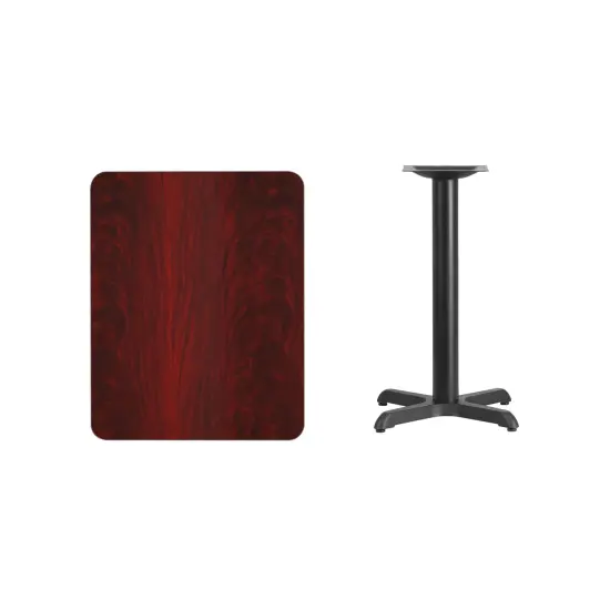 Emma and Oliver 24"x30" Rectangular Laminate Table with 22"x22" Table Height Base Mahogany {3}