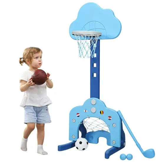 3-in-1 Kids Basketball Hoop Set with Balls Perfect for Indoor-Outdoor Use White {9}