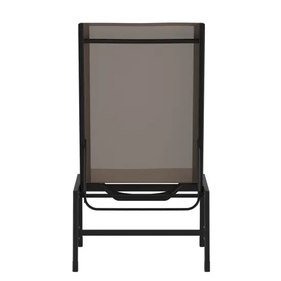Emma and Oliver Braelin Textilene Adjustable 5 Position Patio Chaise Lounge and Metal Frame Black/Brown {4}