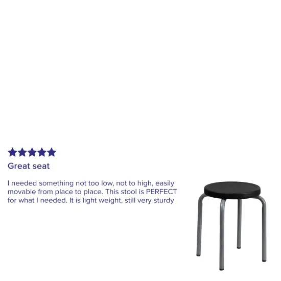 Emma and Oliver 5 Pack Stackable Stool with Silver Powder Coated Frame Black {4}
