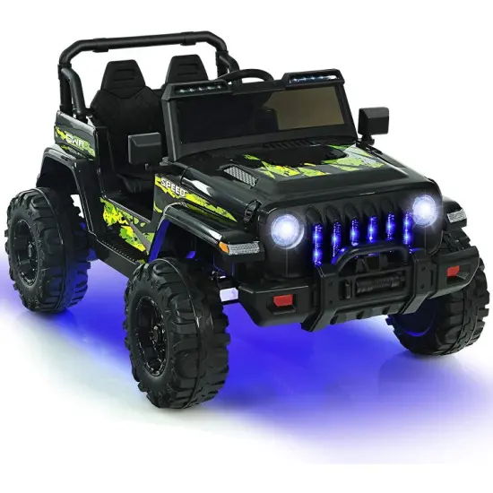 12V Kids Ride-on Jeep Car with 2.4 G Remote Control and LED Light Effects Pink {9}
