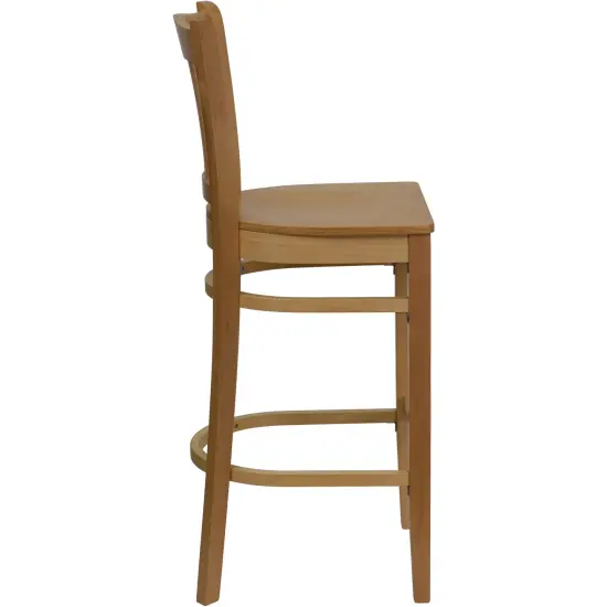 Emma and Oliver Vertical Slat Back Wooden Restaurant Dining Barstool NaturalWood {4}