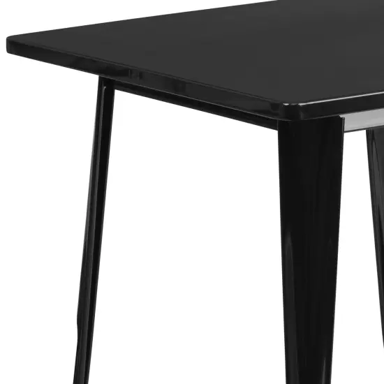 Merrick Lane Nash 31.5" Square Metal Table for Indoor and Outdoor Use Black {6}