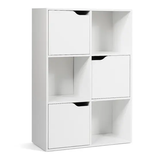 Costway 6 Cube Bookcase Cabinet Wood Bookcase Storage Shelves Room Divider Organization {1}
