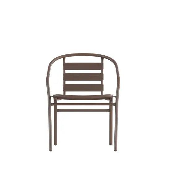 Emma and Oliver Metal Restaurant Dining Stack Chair with Aluminum Slats Bronze {3}