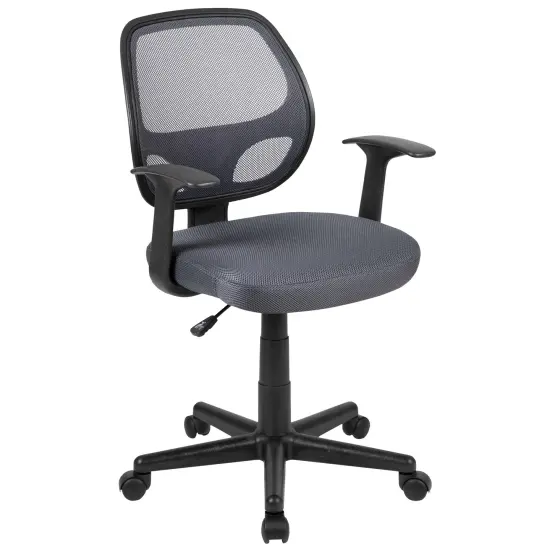 Emma and Oliver Mid-Back Mesh Swivel Ergonomic Task Office Chair - Arms Gray {1}