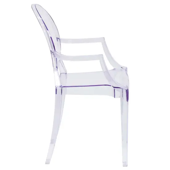 Emma and Oliver Oval Back Ghost Chair with Arms Clear {6}