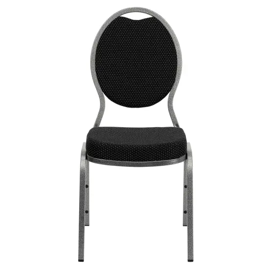 Emma and Oliver Teardrop Back Stacking Banquet Dining Chair BlackFab/SilverVein {3}