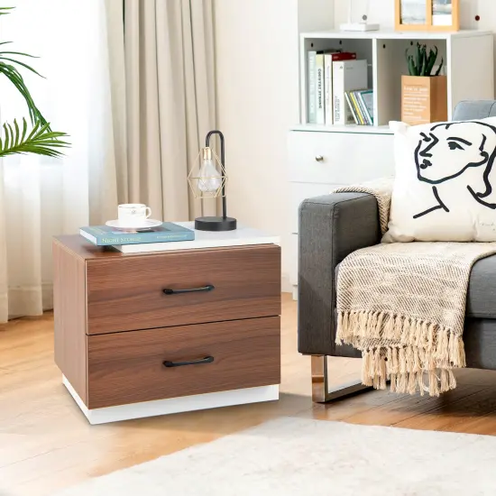 Modern Nightstand with 2 Drawers for Bedroom Living Room {2}