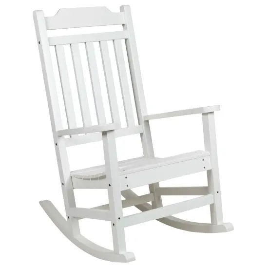 Merrick Lane Hillford Poly Resin Indoor/Outdoor Rocking Chair White {1}