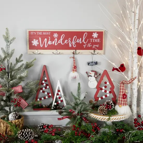 Northlight Snowflakes "It's The Most Wonderful Time of The Year" Christmas Wall Hooks - 19.5" Red {3}