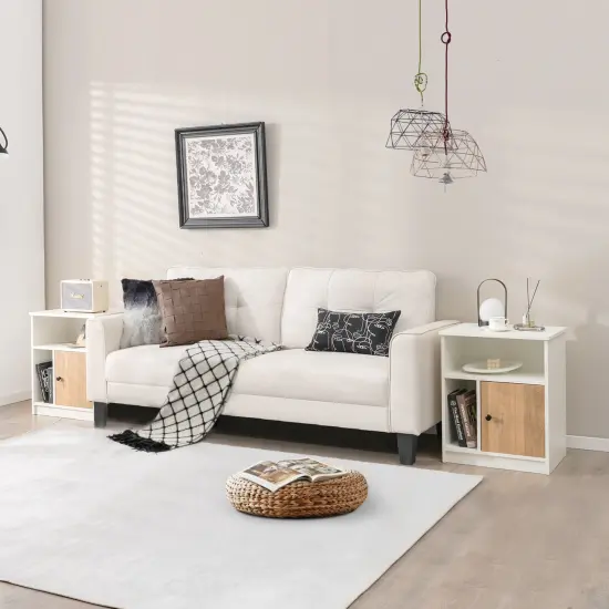 2 Pieces 25 Inch Tall Nightstands with Door and 2 Open Shelves-White {5}