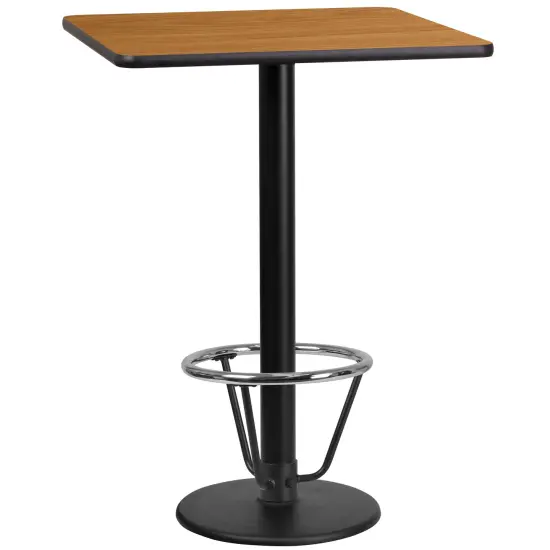 Emma and Oliver 24" Square Laminate Bar Table with 18" Round Foot Ring Base Natural {1}