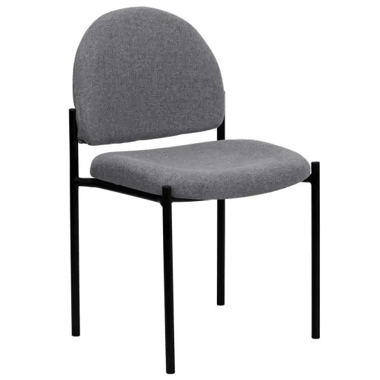 Emma and Oliver Comfort Stackable Steel Side Reception Chair Black Vinyl {6}