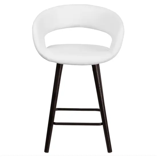 Merrick Lane Plath 24 Inch Cappuccino Ultramodern Bar Counter Stool With Upholstered Seat Black {8}