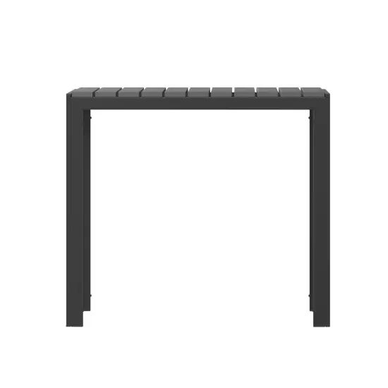 Merrick Lane Tristan All-Weather Indoor/Outdoor Square Patio Dining Table for 4 with Steel Frame and Poly Resin Slatted Top Black/Black {4}