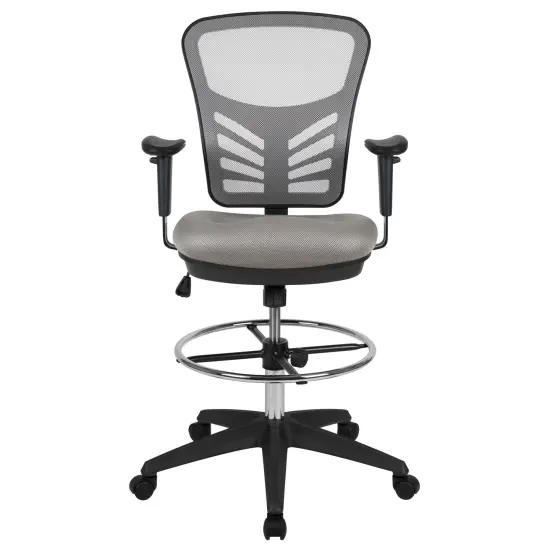 Emma and Oliver Mid-Back Mesh Adjustable Ergonomic Drafting Chair, Task Chair LightGrayMesh/Black {3}
