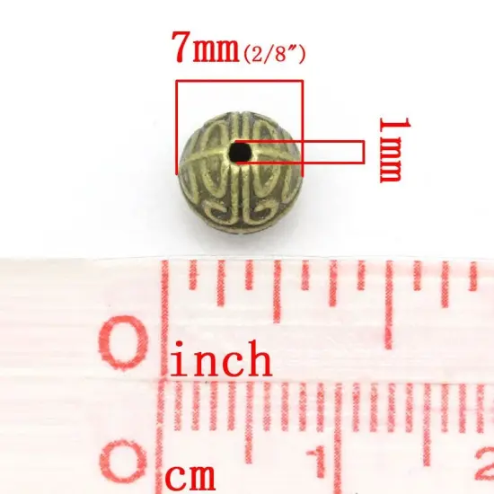 *50* 7mm Antique Bronze Round Spacer Beads {5}
