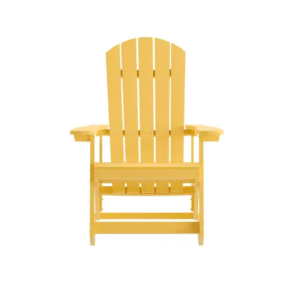 Merrick Lane Set of 2 Atlantic All-Weather Polyresin Adirondack Rocking Chair with Vertical Slats Yellow {3}