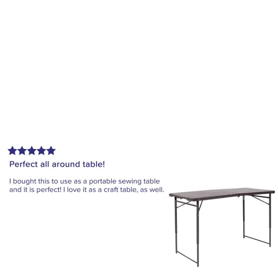 Emma and Oliver 4-Foot Height Adjustable Bi-Fold Dark Gray Plastic Folding Table with Handle Brown {5}