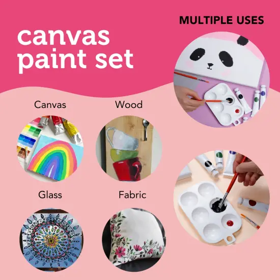 Incraftables Canvas and Paint set for Adults. Acrylic Painting Kit with 3 Canvases, 3 Brushes & 6 Acrylic Colors & Palette. Art Canvas Painting Kit for Kids. Premium Paint Kit for Artists & Beginners {4}
