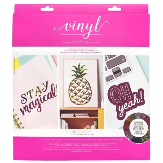 20Sh 12"x12" Holographic Glitter Vinyl Assorted Colors for Craft Projects 350186 by American Crafts {4}