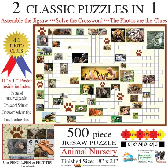 Sunsout Animal Nursery 500 pc Puzzle Combo Jigsaw Puzzle 10160 {3}
